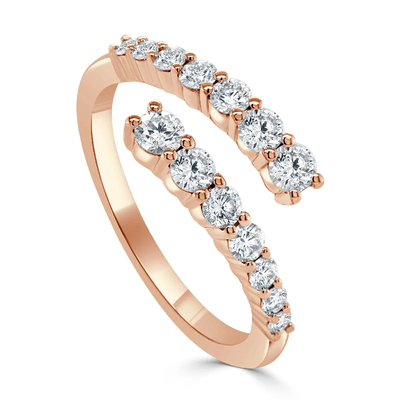 women unique wedding bands -14K Gold & Diamond Crossover Ring