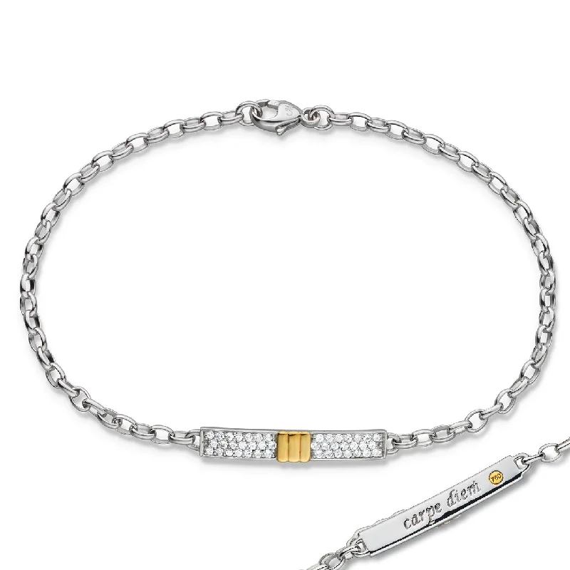 women silver bracelets -Two-Tone "Carpe Diem" Poesy Bracelet