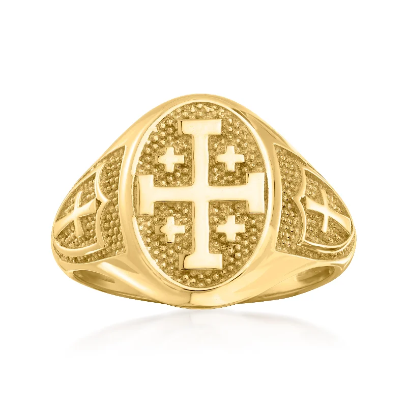 women forever engagement rings -Ross-Simons 14kt Yellow Gold Multi-Cross Signet Ring