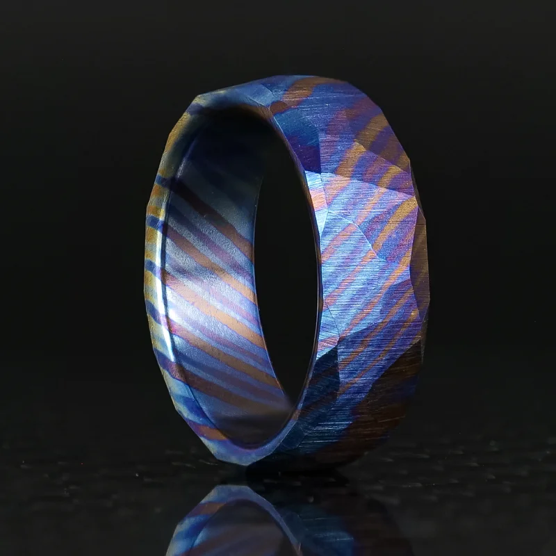 women cocktail statement rings -Obsidian Timascus Ring