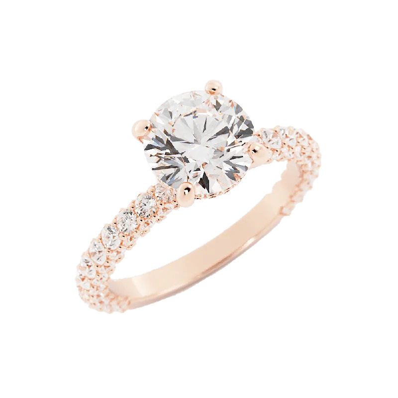 women heart-cut engagement rings -2.5 Carat Round Cut Diamond Engagement Ring 14k Rose Gold