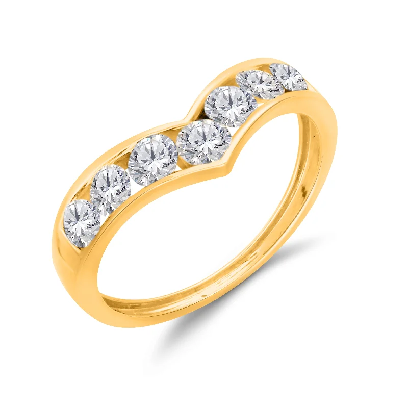 women stacked wedding rings -Kallati .85ctw Lab Grown Diamond V Band