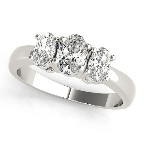 women sparkling engagement rings -14kt White Gold Three Stone Oval Engagement Ring Setting