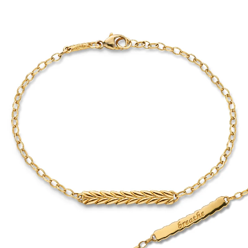 women friendship bracelets -"Breathe" Leaf Poesy 18K Gold Bracelet