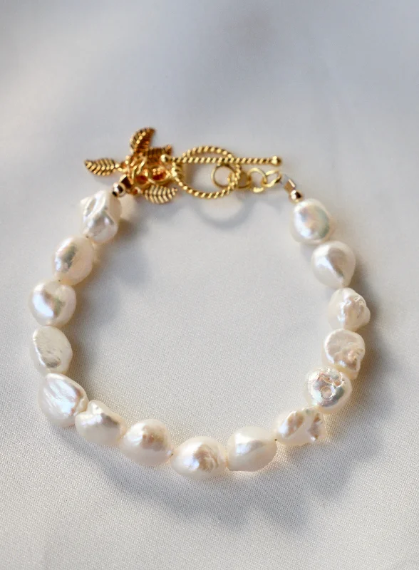 women pearl bangles -KESHI NUGGET PEARL BRACELET