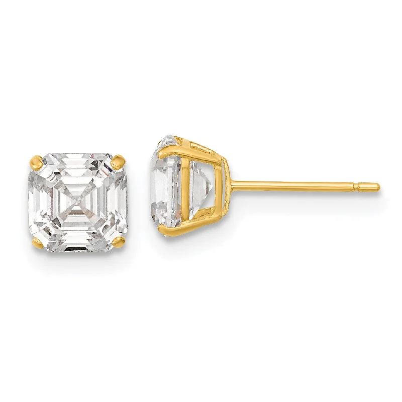 women luxury earrings for women -6MM Ascher Cubic Zirconia Stud Earrings in 14KT Yellow Gold