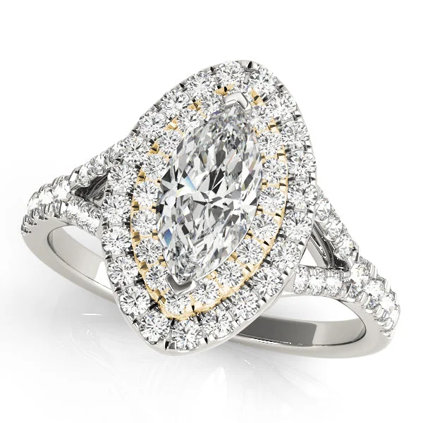 women chic engagement rings -14kt White Gold Marquise Double Halo Engagement Ring Setting (yellow)