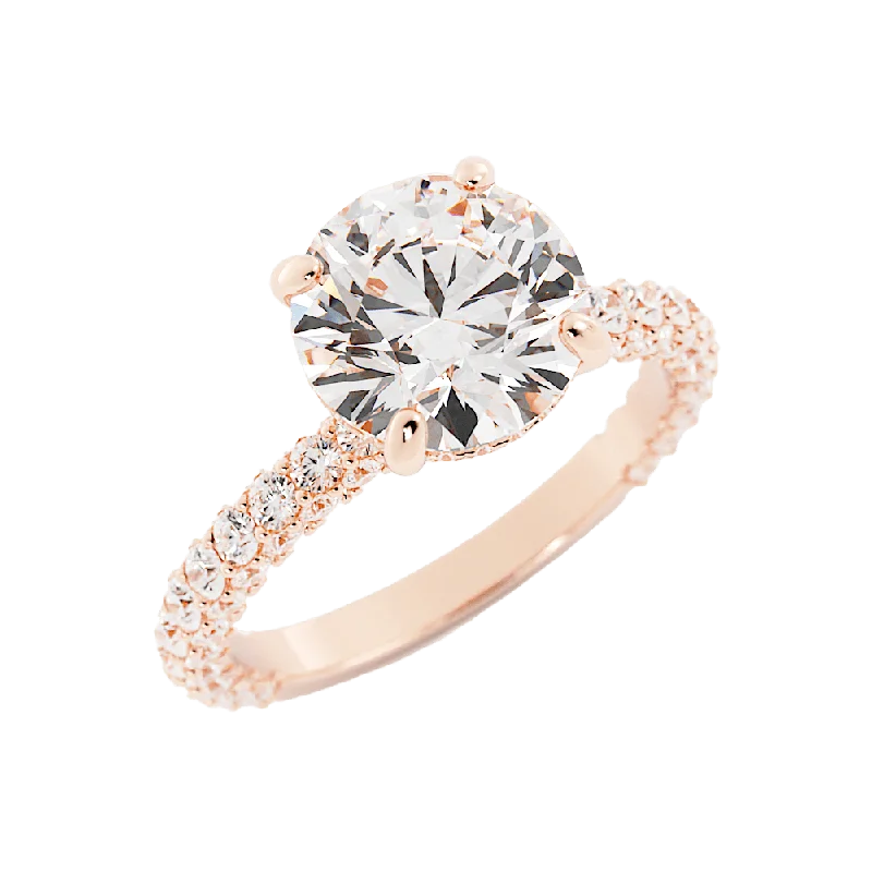 women floral engagement rings -3.2 Carat Round Cut Diamond Engagement Ring 14k Rose Gold