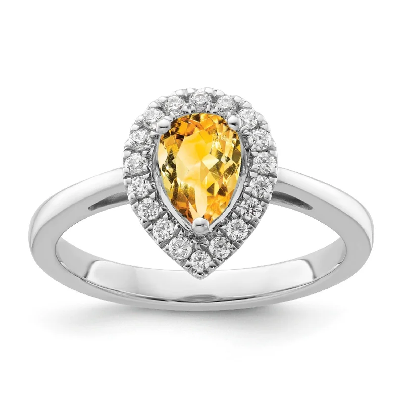 women gold rings -Citrine Diamond Halo Ring