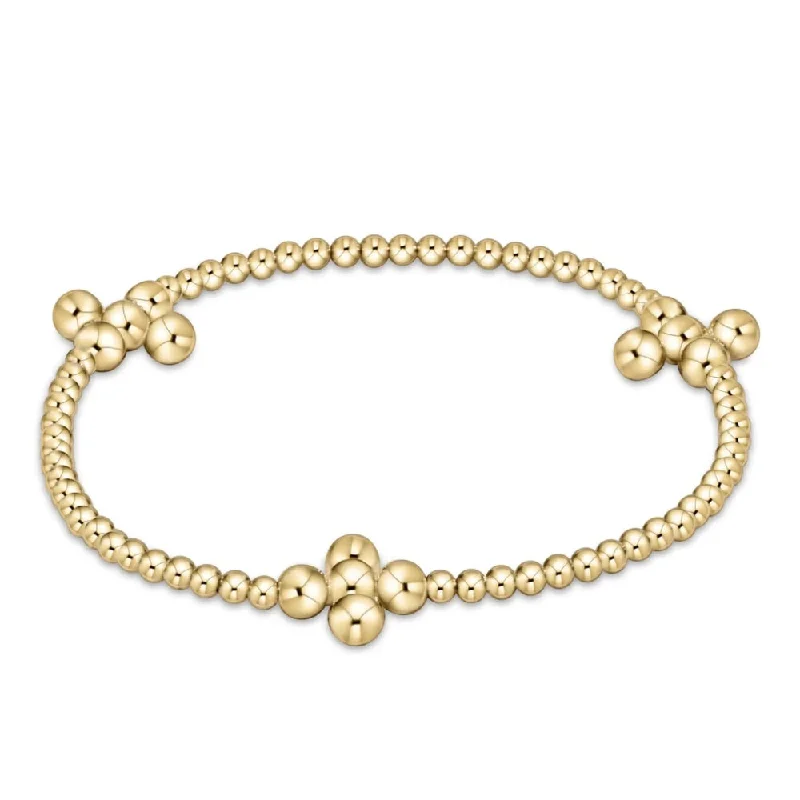 women trendy bracelets -enewton 6.25" Signature Cross Gold Pattern 2.5mm Bead Bracelet - Classic Beaded Signature Cross Gold - 4mm Bead Gold