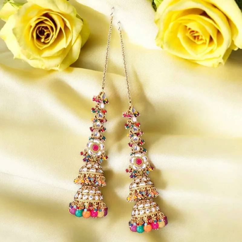 women dangle earrings -Multicolor Chitrak Sahara Jhumkis