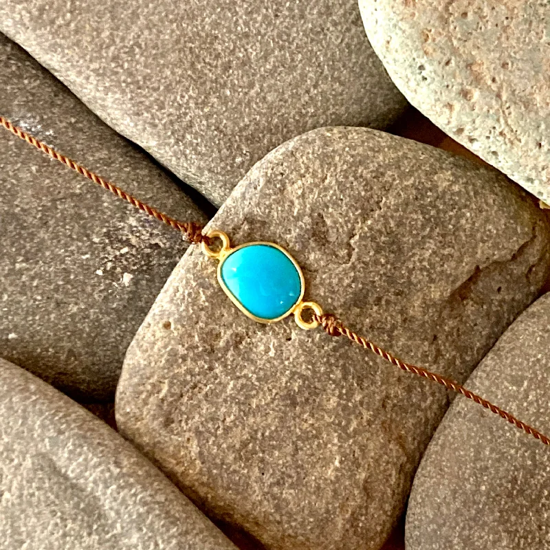 women adjustable bangles -One of a Kind Sleeping Beauty Turquoise Cabochon 18K Gold Bracelet