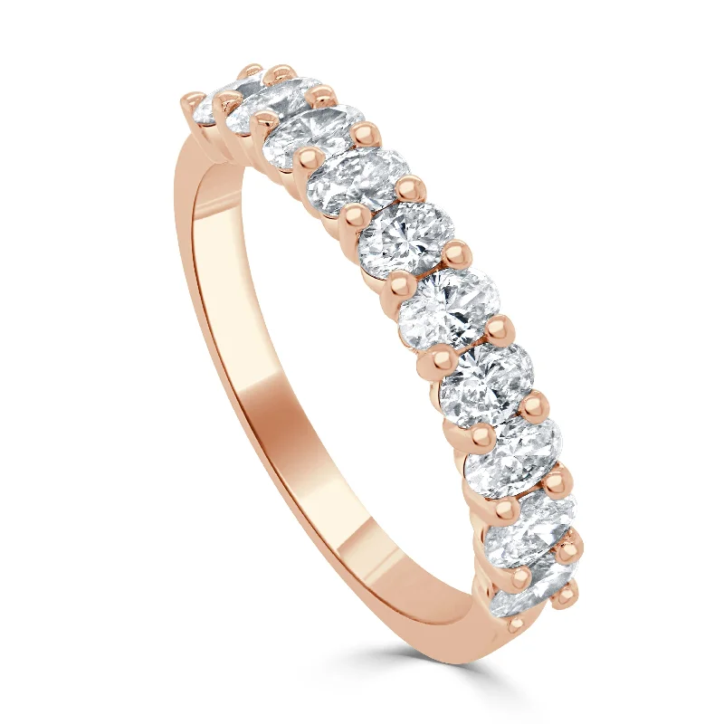 women stacked wedding rings -14k Gold & Oval-Cut Diamond Band