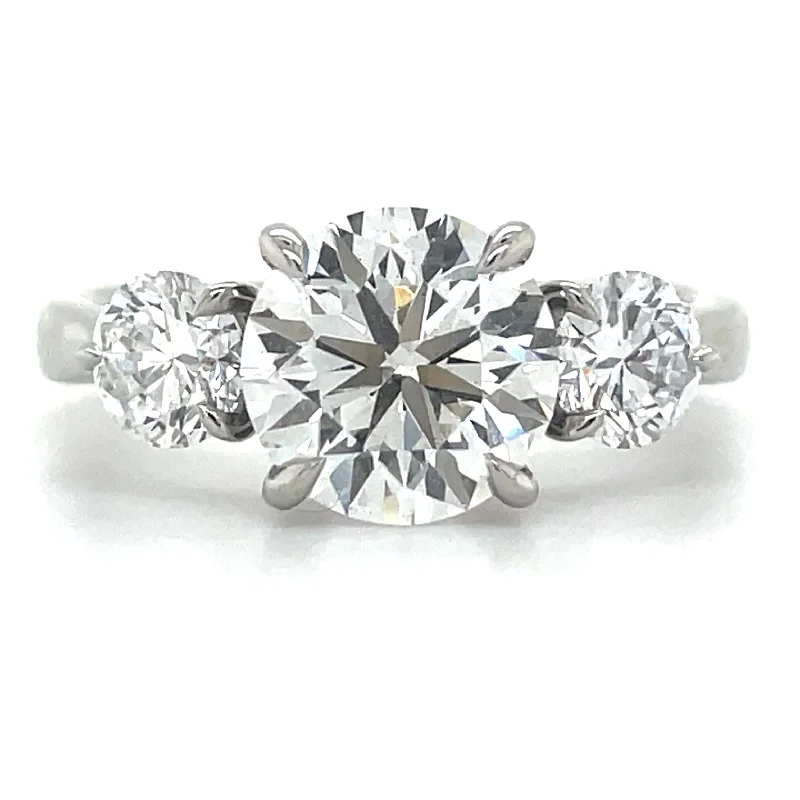 women silver engagement rings -Monique - Platinum Laboratory Grown 2.75ct Three Stone Diamond Engagement Ring