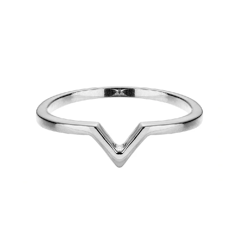 women luxury diamond rings -Silver V Ring