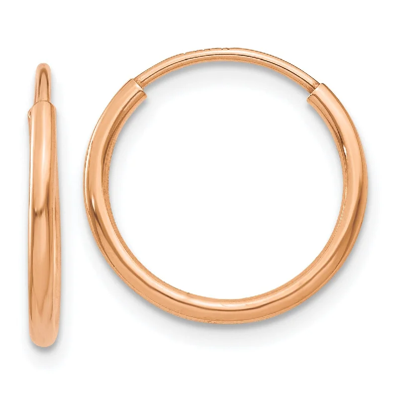 women designer hoop earrings -14KT Rose Gold 13X1.2MM Hoop Earrings