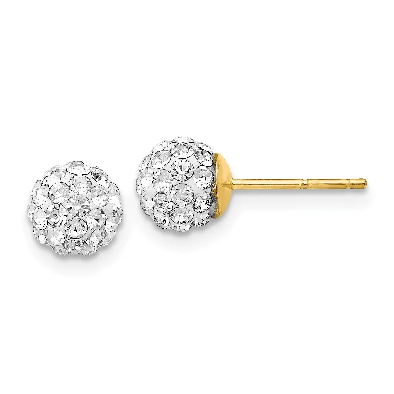 women long drop earrings -14KT Yellow Gold Crystal 6MM Ball Stud Earrings