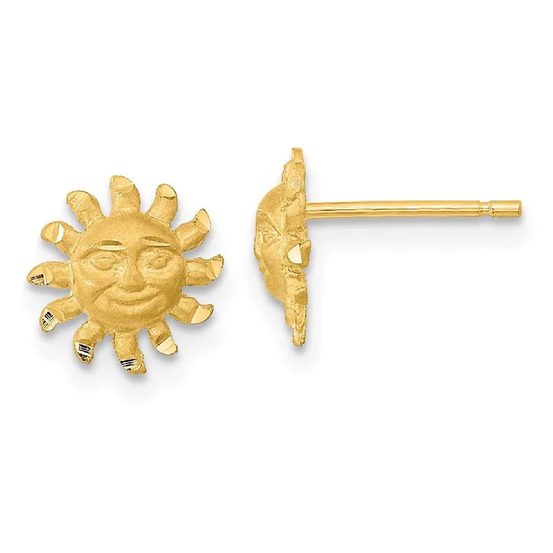 women radiant earrings -14KT Yellow Gold Sun Stud Earrings