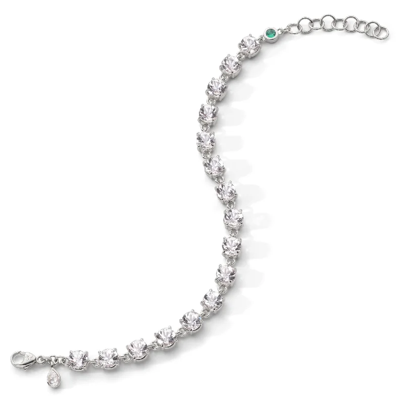 women tennis bracelets -Round "European Cut" Rock Crystal Tennis Bracelet in Sterling Silver