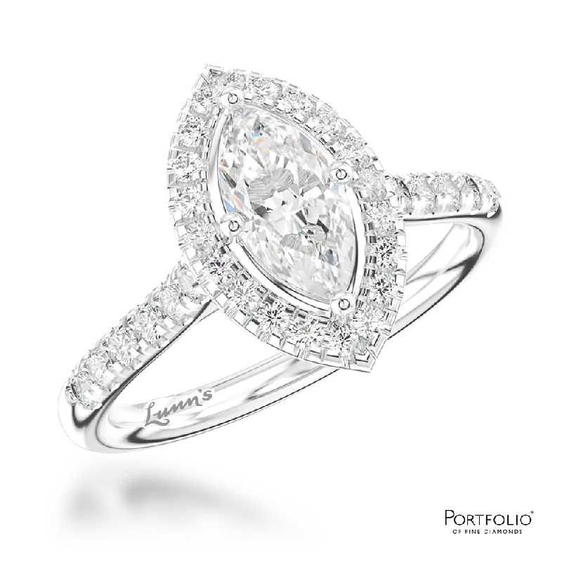 women cocktail gemstone rings -Cluster 0.50ct E VS1 Diamond Platinum Ring