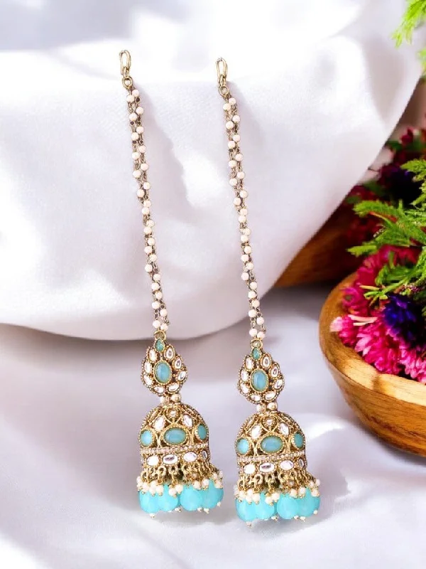 women stylish earrings -Turquoise Gita Sahara Jhumkis