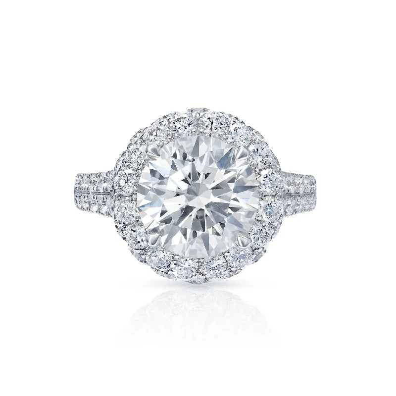 women chic rings -Lilliana 6 Carat Round Brilliant Lab Grown Diamond Engagement Ring Halo in 18k White Gold