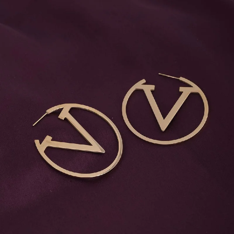 women handcrafted earrings -V Round Hoop Earrings