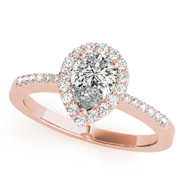 women bold engagement rings -14kt Rose Gold Pear-Shaped Halo Engagement Ring Setting