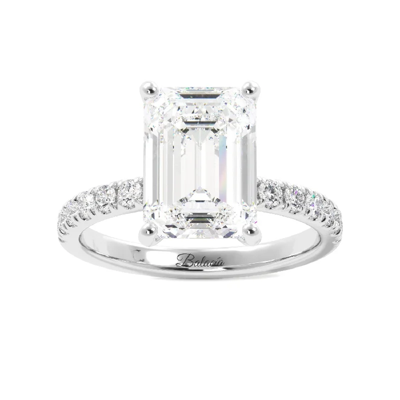 women eternity engagement rings -Emerald Cut Half Eternity Engagement Ring