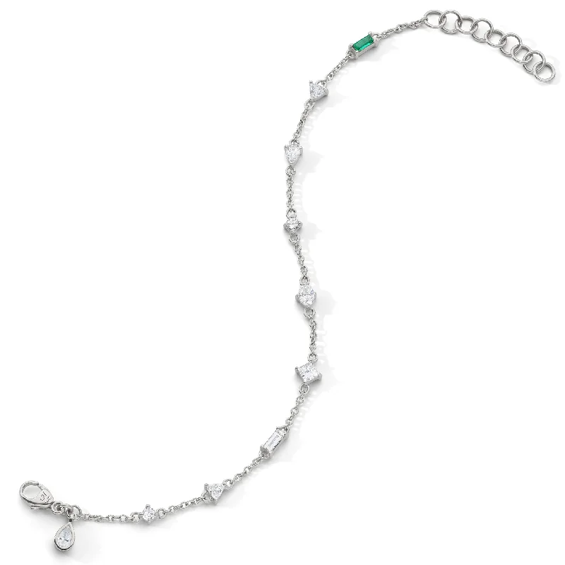 women silver bangles -Fancy Cut Staggered Rock Crystal Tennis Bracelet