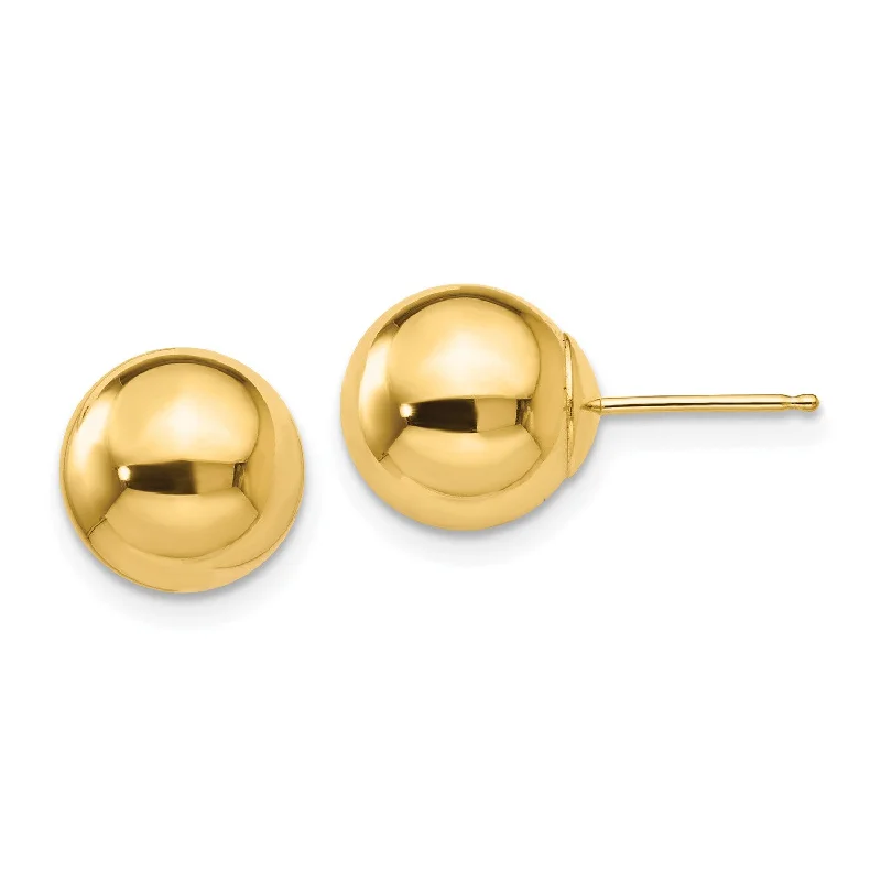 women rhinestone earrings -14KT Yellow Gold 9MM Ball Stud Earrings