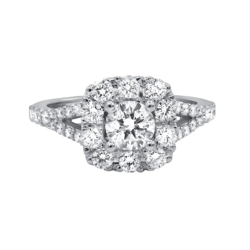 women romantic engagement rings -14K White Gold 1.50cts Diamond Ring