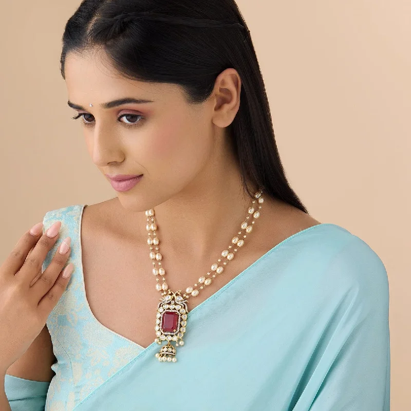 women moonstone necklaces -Kundan Necklace 173032