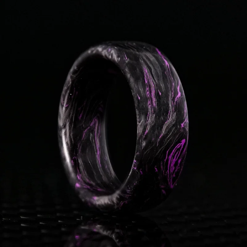 women custom rings -Lavender Burl Carbon Fiber Ring