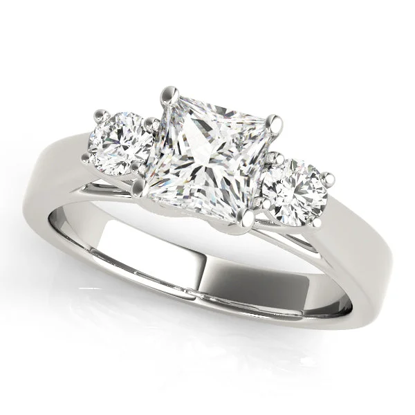 women forever engagement rings -18kt White Gold Three Stone Princess Engagement Ring Setting