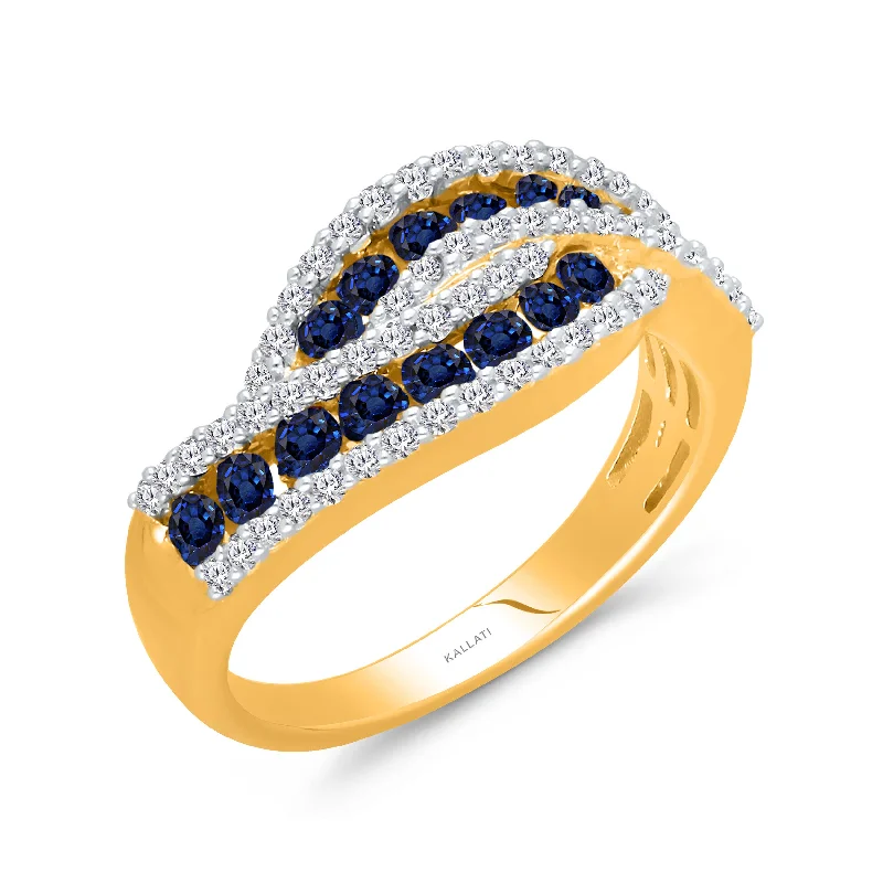 women trendy rings -Kallati Sapphire Diamond Band