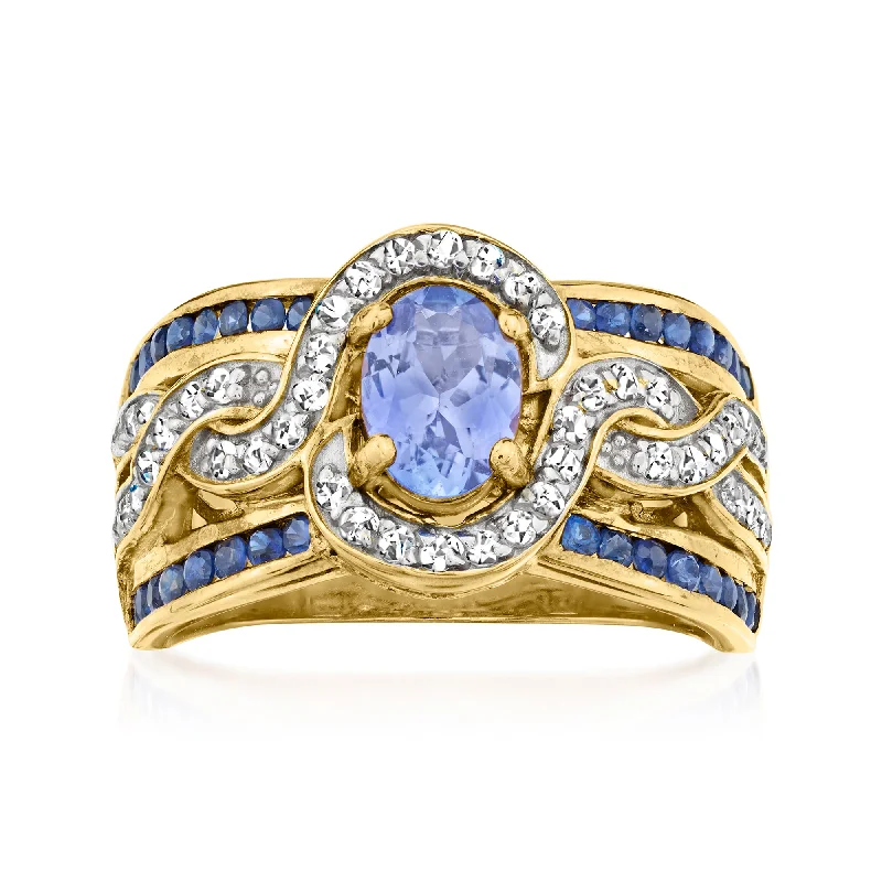 women sapphire and diamond engagement rings -Ross-Simons Tanzanite and . Sapphire Ring With . White Zircon in 18kt Gold Over Sterling