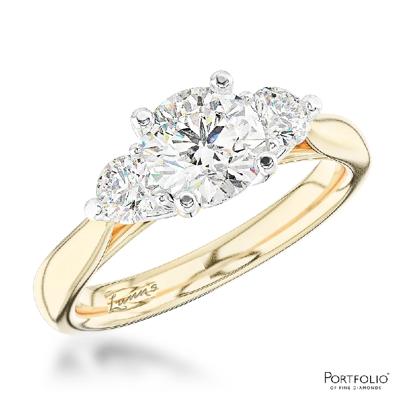 women engagement ring sets -Three Stone 0.60ct G SI1 Diamond Yellow Gold/Platinum Ring