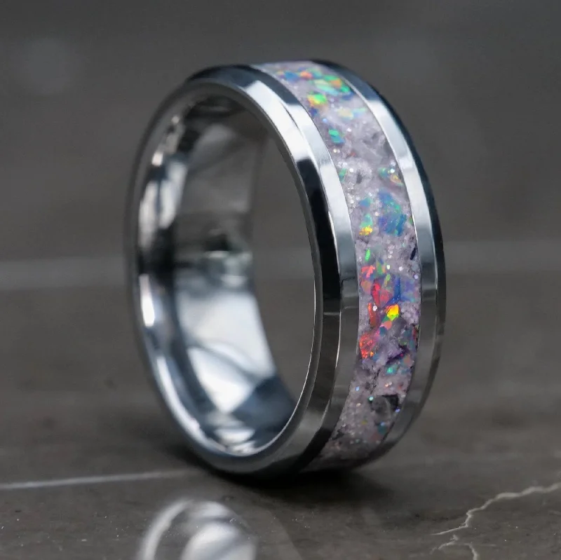 women silver wedding rings -Radiant Cosmic Glowstone Ring