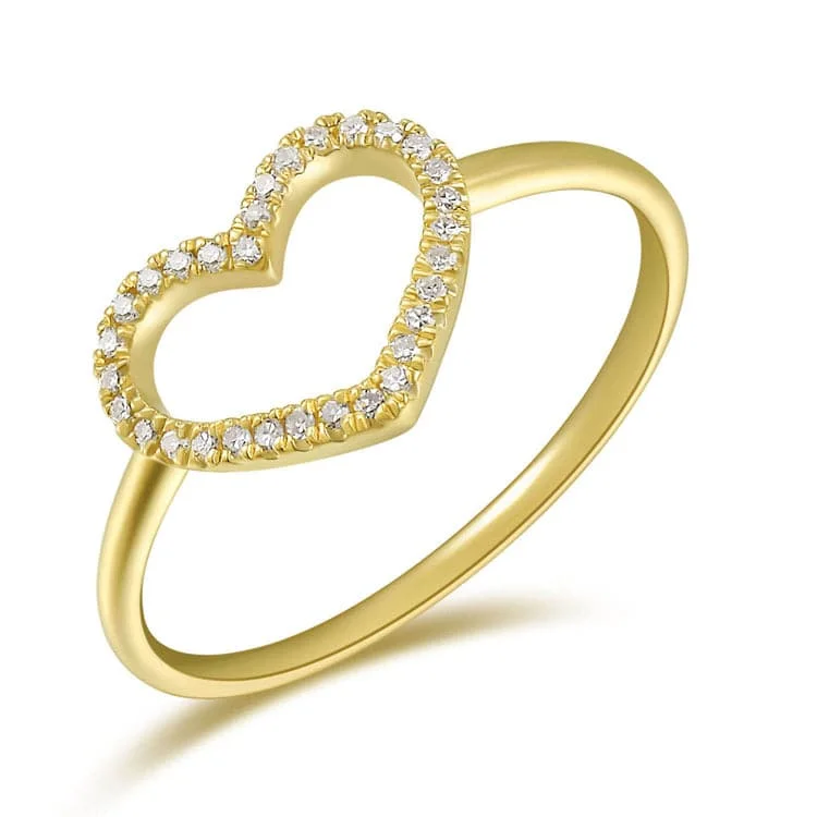 women vintage rings -14k Gold & Diamond Open Heart Ring