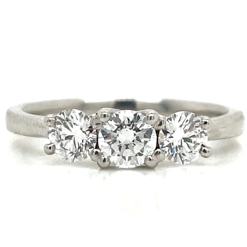 women radiant-cut engagement rings -Arielle - Platinum .80ct Three Stone Earth Grown Diamond Engagement Ring