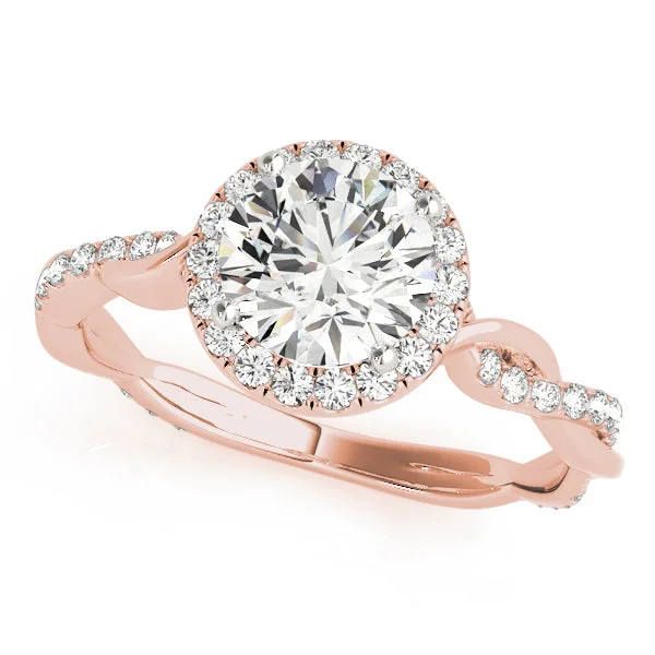 women diamond and platinum engagement rings -14kt Rose Gold Halo Twist Engagement Ring Setting