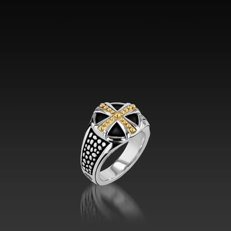 women heart-shaped rings -Matrix Cross Signet Ring