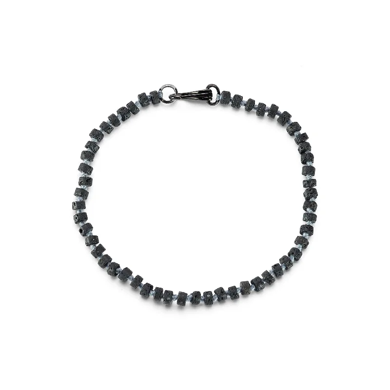 women crystal bangles -GARNETT STERLING SILVER, BLACK RHODIUM AND LAVA BEAD BRACELET