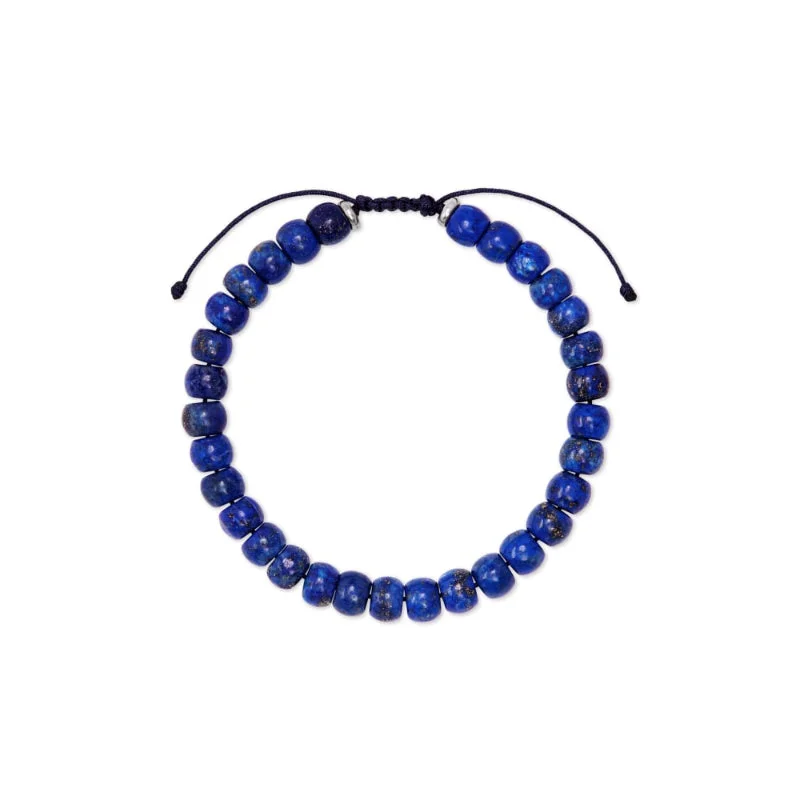 women luxury bracelets -Scott Bros. Cade Oxidized Sterling Silver Corded Bracelet In Blue Lapis