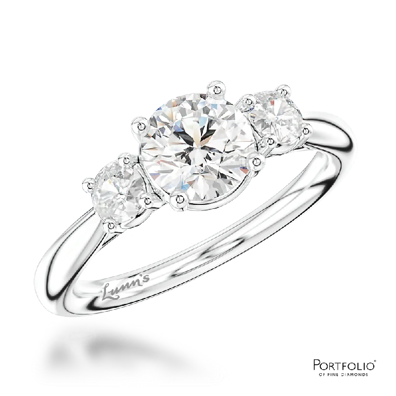 women heart-cut rings -Three Stone 0.80ct G SI1 Diamond Platinum Ring