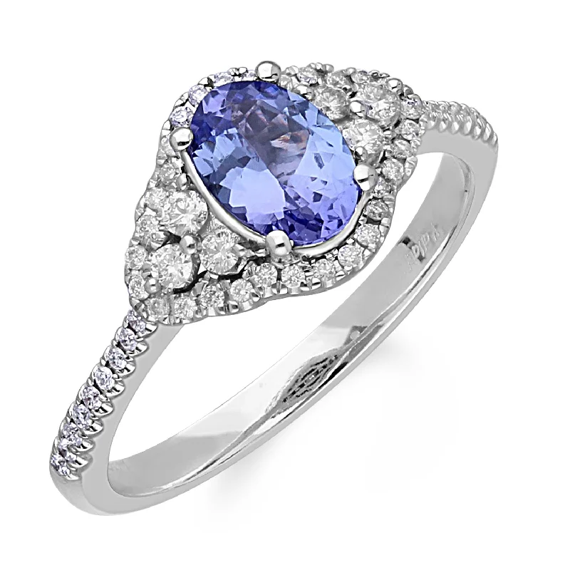 women fashion rings -Kallati Tanzanite Diamond Halo Ring