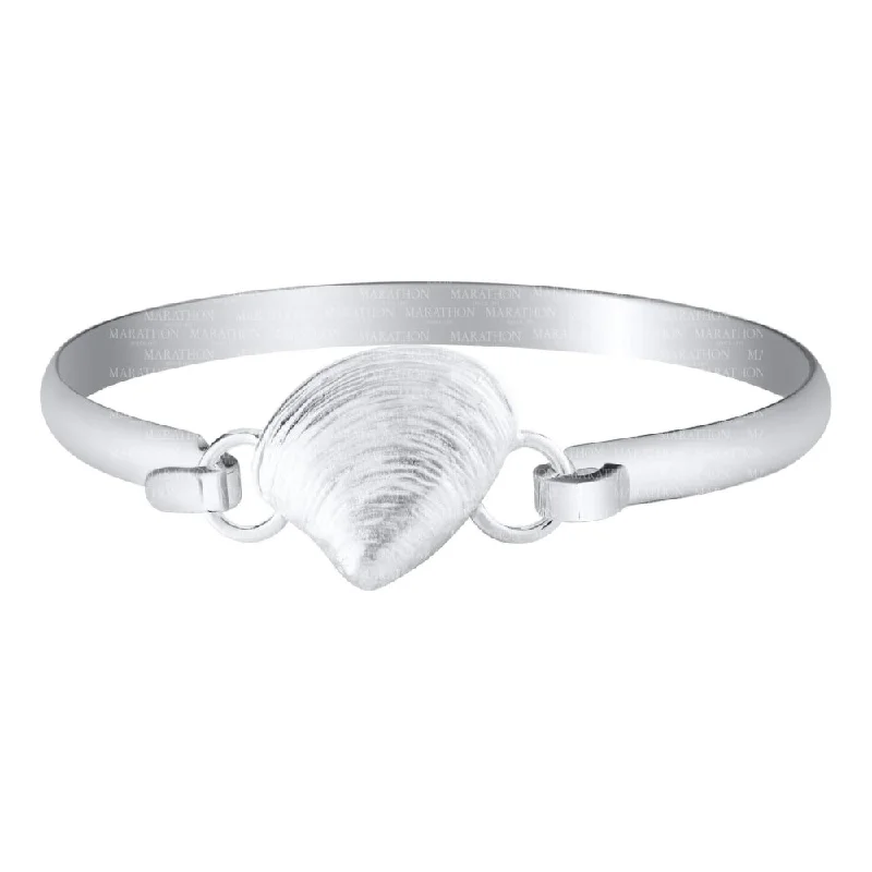 women stackable bangles -Sterling Silver Clam Shell Bangle Bracelet