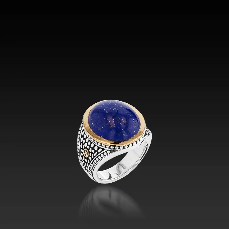 women gemstone rings -Matrix Lapis Signet Ring