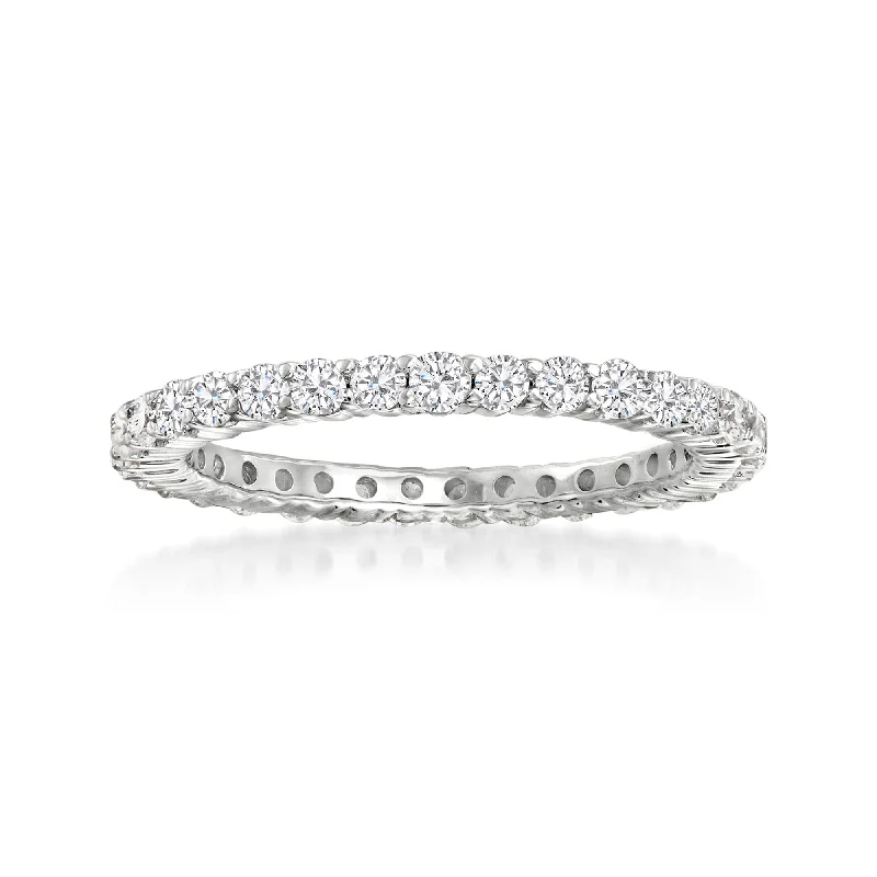 women engagement rings with sapphire -Ross-Simons Diamond Eternity Band in 14kt White Gold